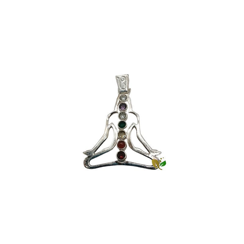 MEDITACION BUDA 7 CHAKRAS COLGANTE DE PLATA MEDITACION BUDA 7 CHAKRAS COLGANTE DE PLATA