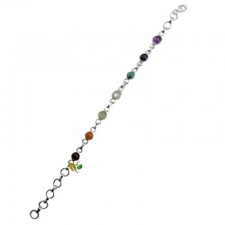PULSERA DE PLATA   7 CHAKRAS CON MINERALES NATURALES