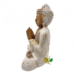 BUDA REZANDO TALLADO EN MADERA 21 CM