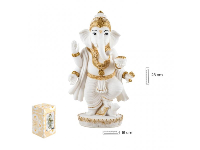 Ganesha de Pie 28 cm Blanco/Oro Ganesha de Pie 28 cm Blanco/Oro