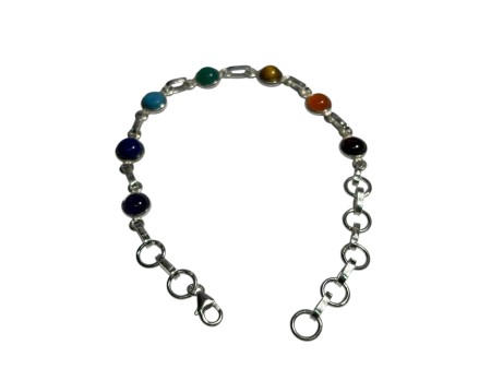 PULSERA DE PLATA   7 CHAKRAS CON MINERALES NATURALES