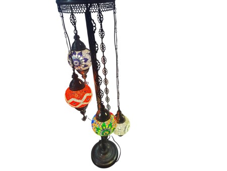 Lampara turca de pie 5 globos colorido variado altura 130 cm