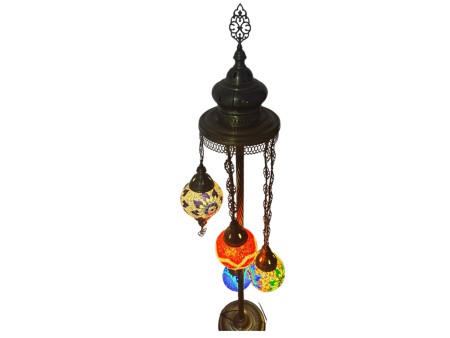 Lampara turca de pie 5 globos colorido variado altura 130 cm